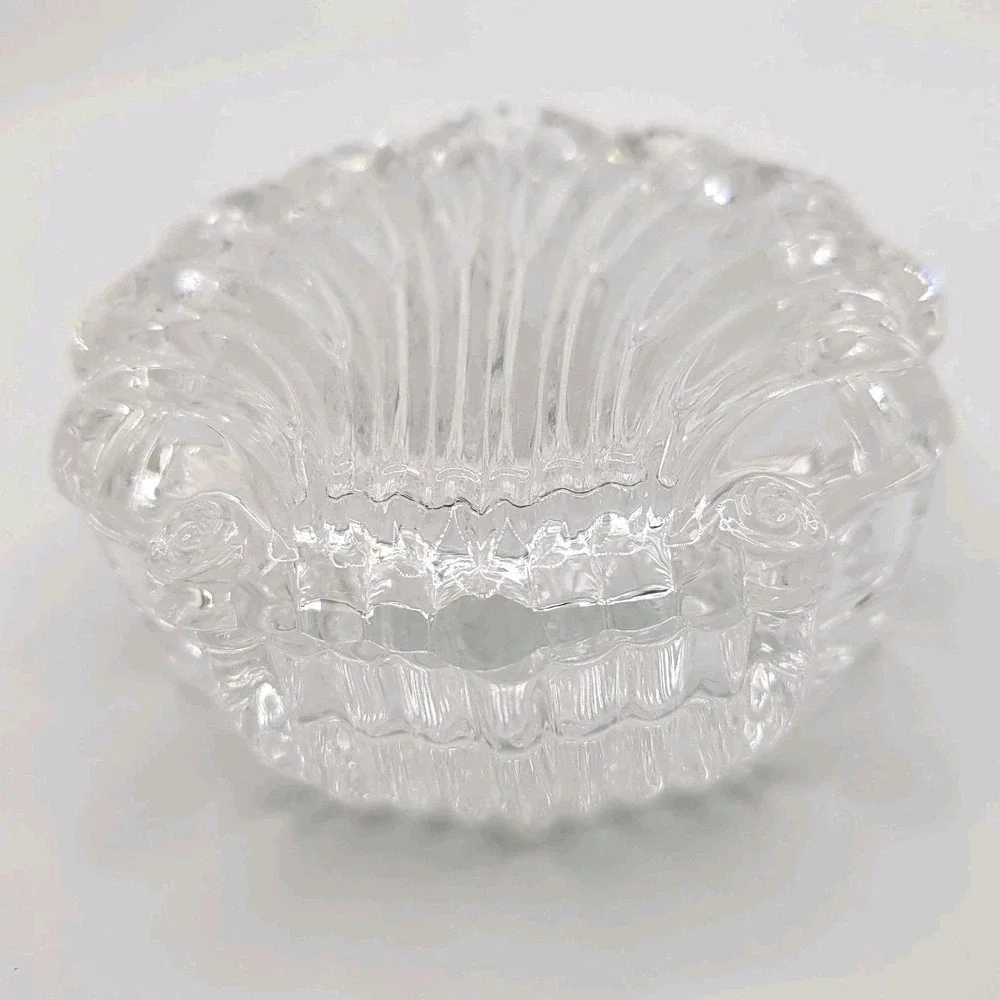 Crystal Shell Trinket Box With Lid Clear Glass Seashell Jewelry Dish